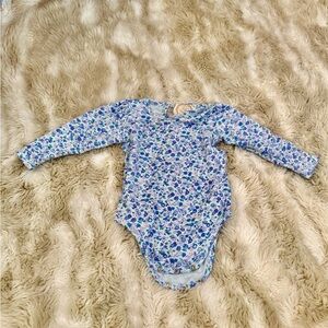 The Beaufort Bonnet Company Blue Floral Bodysuit